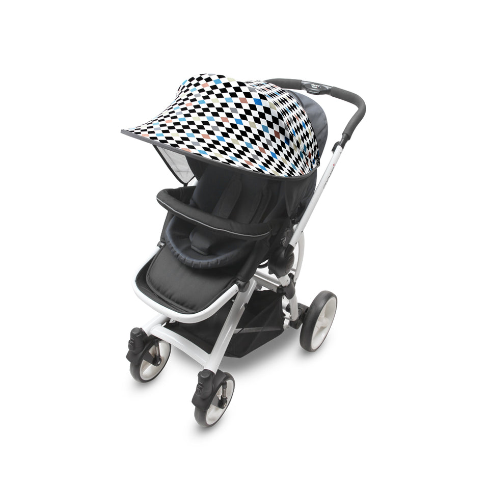Sun Shade for Stroller & Car Seat - Scandi (Diamond Blue)