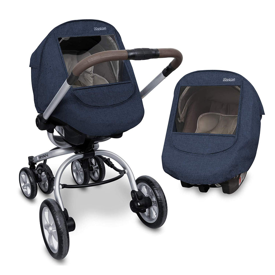 navy blue car seat and stroller Melange Infant Car Seat Weather Shield (Navy)